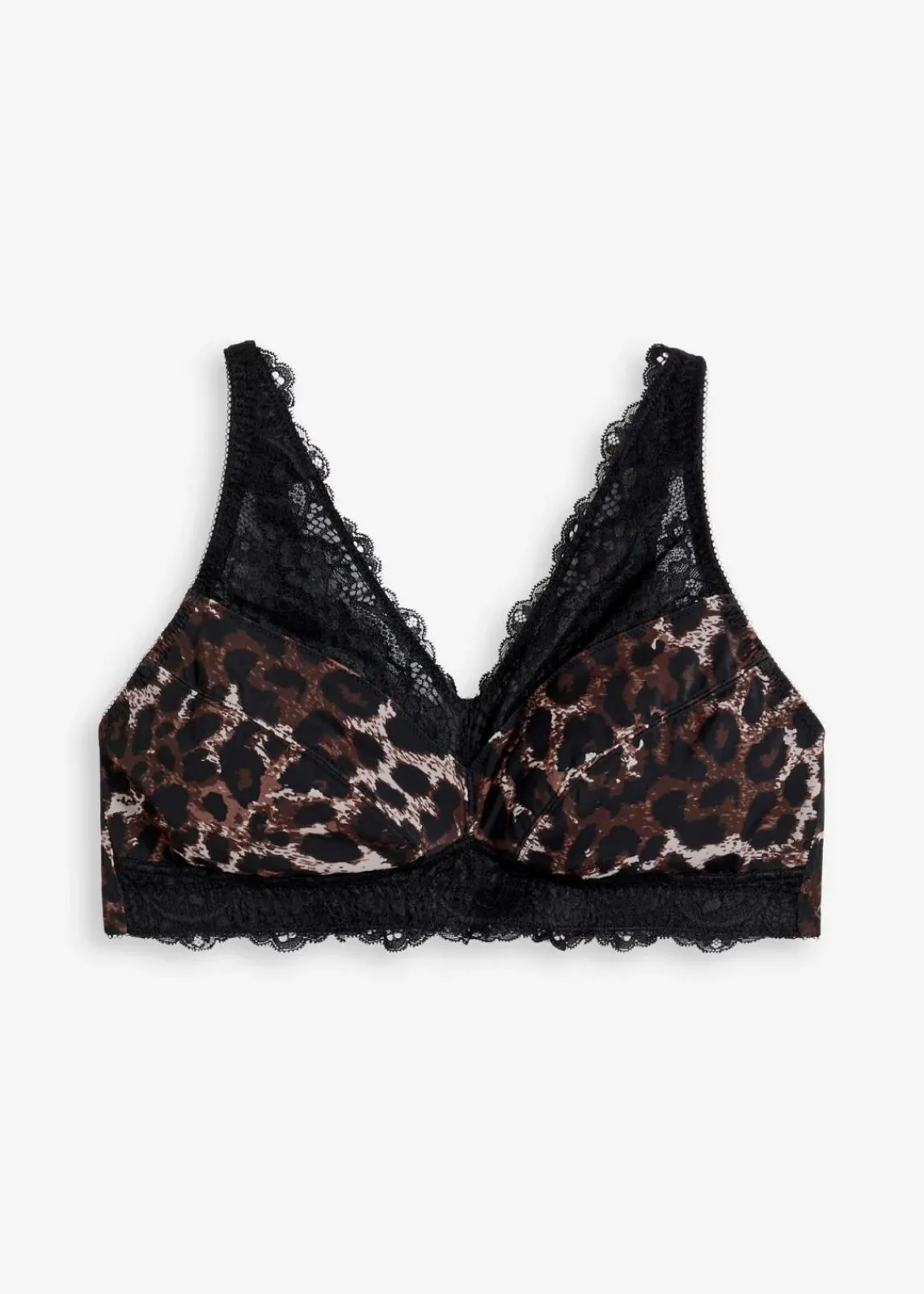 bonprix Wäsche·Dessous|Wäsche·Große Cups D-H^Minimizer-Bralette mit zarter Spitze leo bedruckt