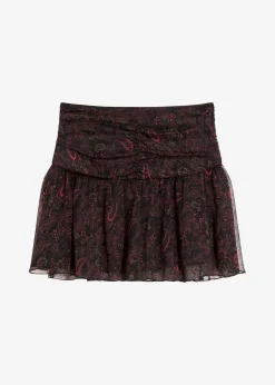 bonprix Bekleidung·Sportbekleidung|Röcke^Minirock schwarz/weinrot/dunkeloliv/rhododendronrot paisley
