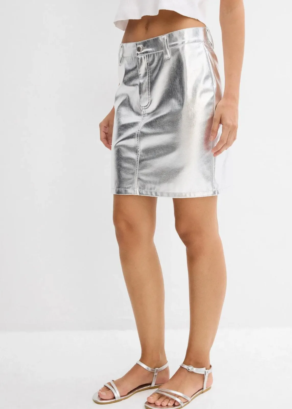 bonprix Bekleidung·Sportbekleidung|Röcke^Minirock im Metallic-Look metallic silber