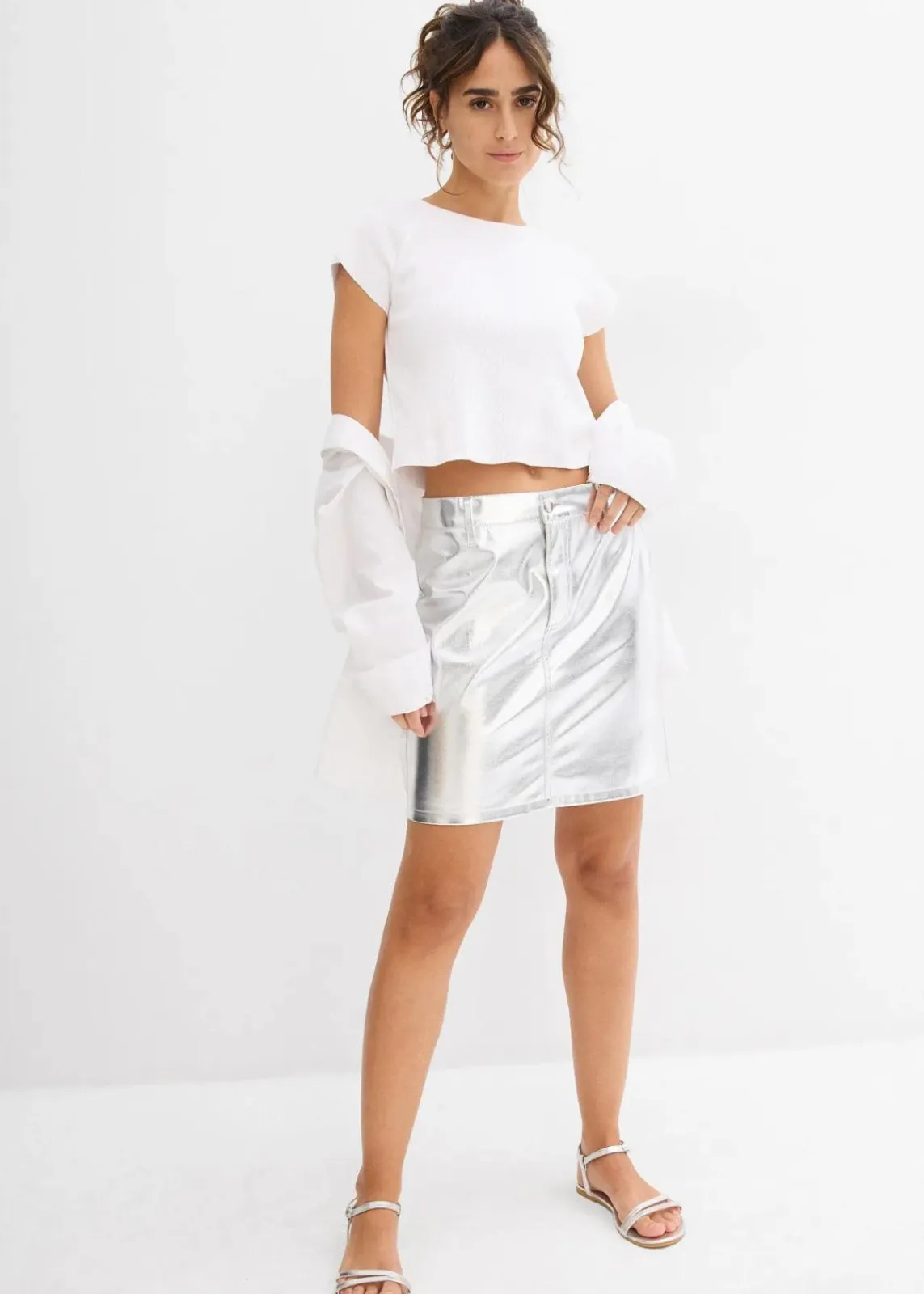 bonprix Bekleidung·Sportbekleidung|Röcke^Minirock im Metallic-Look metallic silber