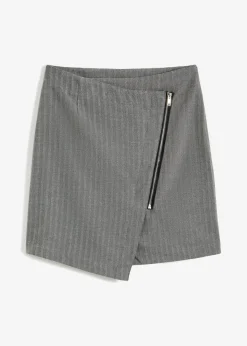 bonprix Bekleidung·Sportbekleidung|Nachhaltigere Materialien^Minirock in Wickeloptik grau