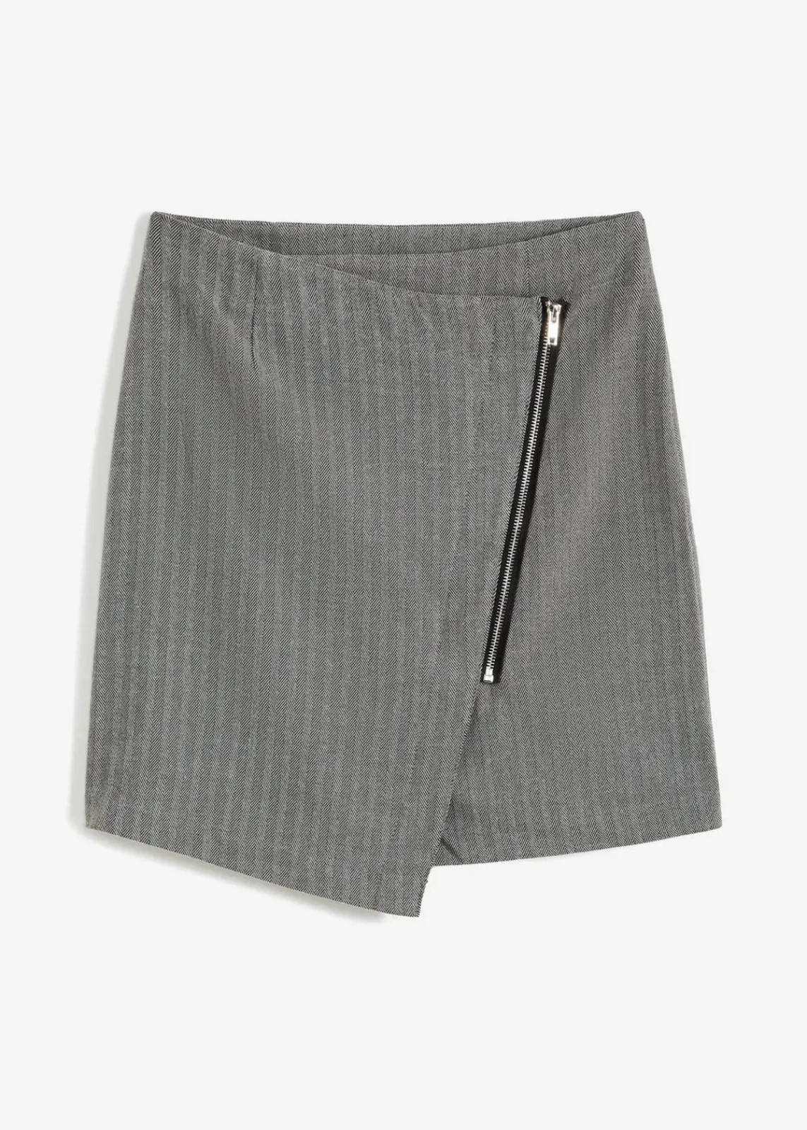 bonprix Bekleidung·Sportbekleidung|Nachhaltigere Materialien^Minirock in Wickeloptik grau