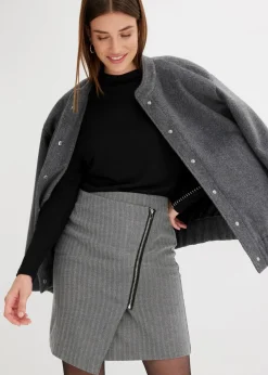 bonprix Bekleidung·Sportbekleidung|Nachhaltigere Materialien^Minirock in Wickeloptik grau