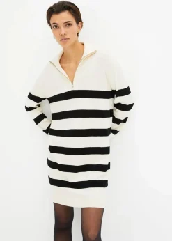 bonprix Bekleidung·Umstandsmode|Strickmode^Mini-Strickkleid elfenbein/schwarz gestreift