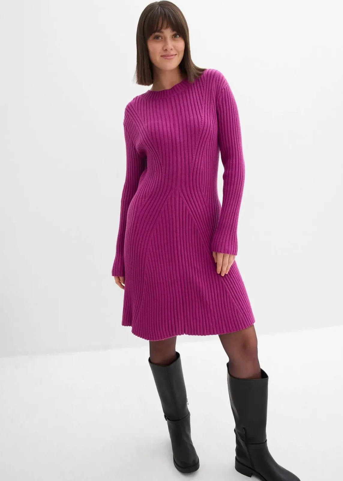 bonprix Bekleidung·Umstandsmode|Bekleidung·Pullover & Strickjacken^Mini-Strickkleid aus softem Viskose-Mix dunkelfuchsia