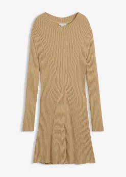 bonprix Nachhaltigere Materialien|Kleider^Mini-Strickkleid aus softem Viskose-Mix hellkhaki