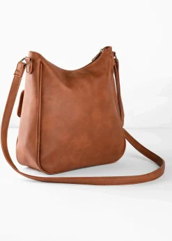 bonprix Taschen^Mittelgroße Umhängetasche mit Schnallendetail cognac