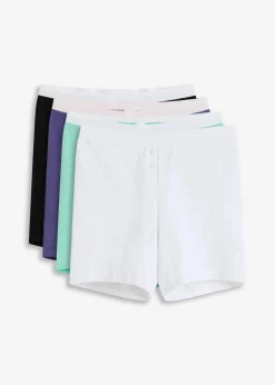 bonprix Wäsche·Baumwollunterwäsche|Wäsche·Höschen^Mittellange Damen Boxer mit Bio-Baumwolle (4er Pack) dunkelpazifik+weiß+schwarz+mentholblau