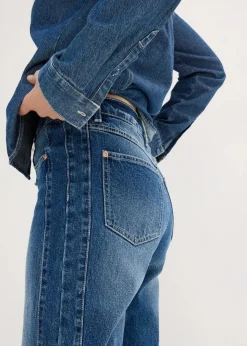 bonprix Bekleidung·Shirts & Tops|Jeans^Mom Jeans High Waist blau denim used