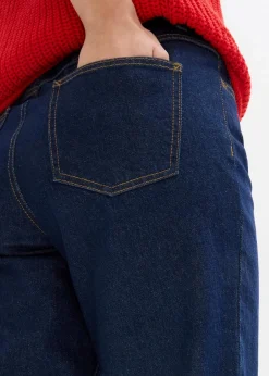 bonprix Bekleidung·Shirts & Tops|Jeans^Mom Jeans High Waist, cropped tiefblau denim ungewaschen