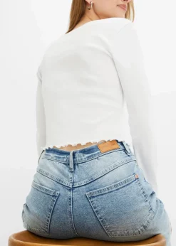 bonprix Jeans|Bekleidung·Shirts & Tops^Mom Jeans High Waist, Stretch hellblau denim used