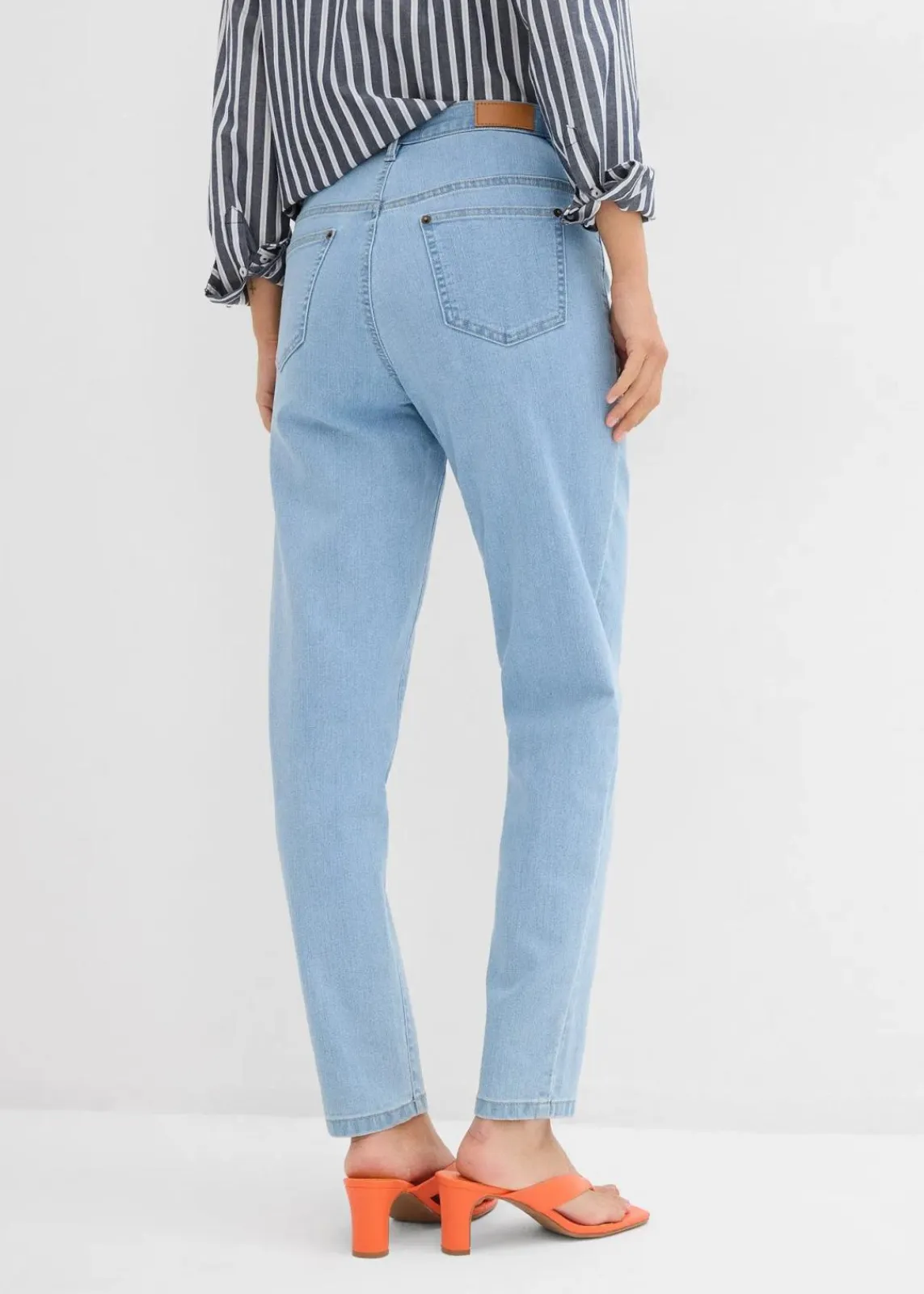 bonprix Jeans|Bekleidung·Shirts & Tops^Mom Jeans High Waist, Stretch eisblau denim used