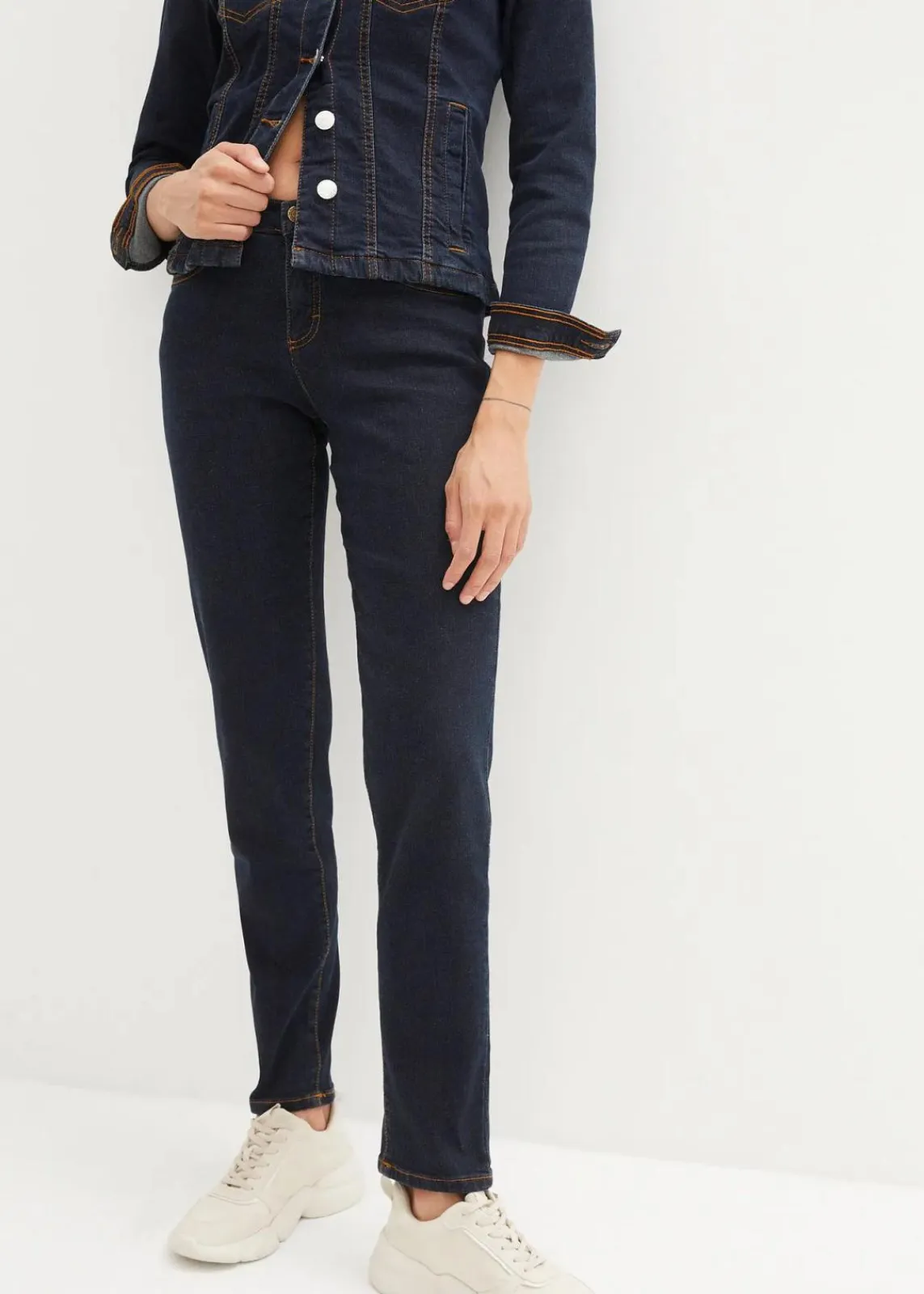 bonprix Jeans|Bekleidung·Shirts & Tops^Mom Jeans Mid Waist, long dunkelblau