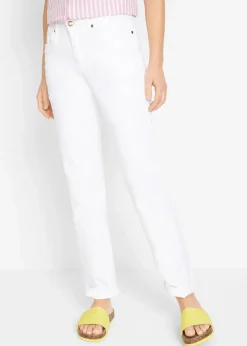 bonprix Bekleidung·Shirts & Tops|Jeans^Mom Jeans Mid Waist, long weiß