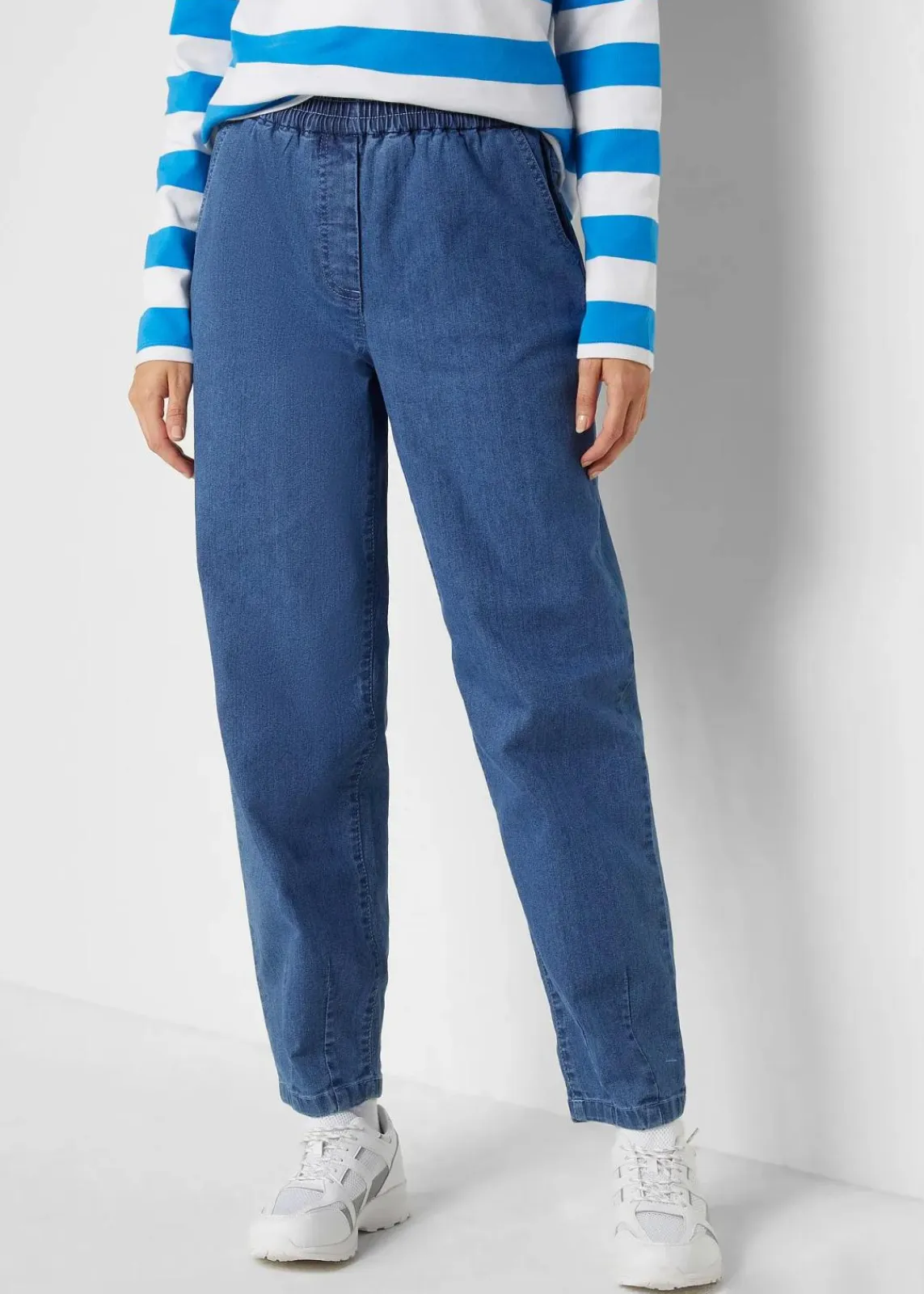 bonprix Bekleidung·Shirts & Tops|Jeans^Mom-Jeans High Waist, Bequembund mittelblau denim used