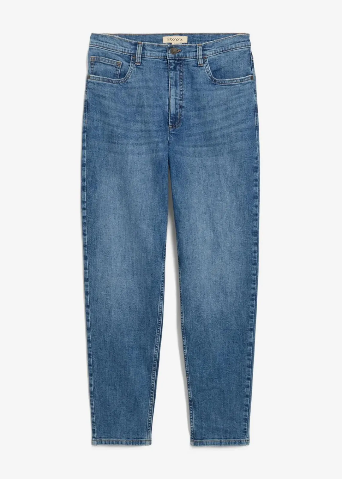 bonprix Bekleidung·Shirts & Tops|Jeans^Mom-Jeans High Waist, cropped mittelblau denim used