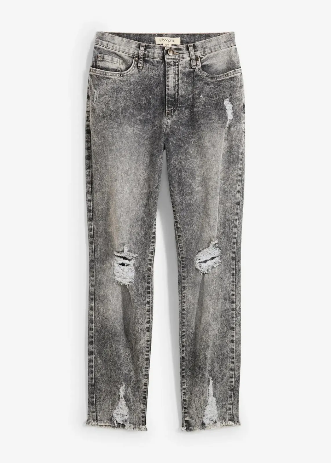 bonprix Jeans|Bekleidung·Shirts & Tops^Mom-Jeans High Waist mit Destroy-Effekten grau denim used