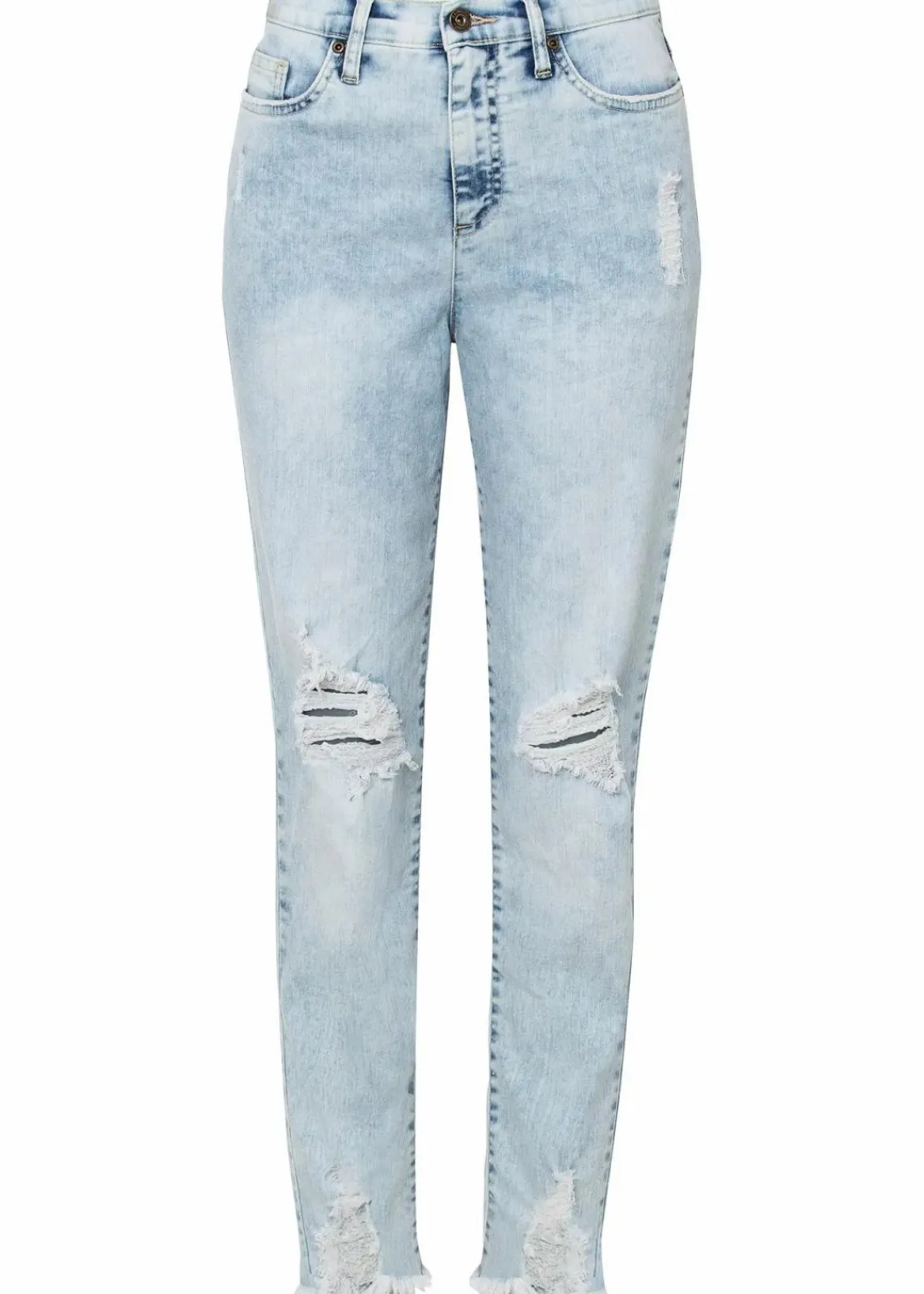 bonprix Bekleidung·Shirts & Tops|Jeans^Mom-Jeans High Waist mit Destroy-Effekten blau used