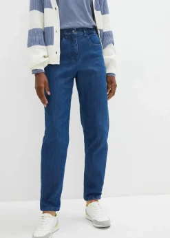 bonprix Nachhaltigere Materialien|Jeans^Mom-Jeans, High Waist, Stretch dunkelblau denim