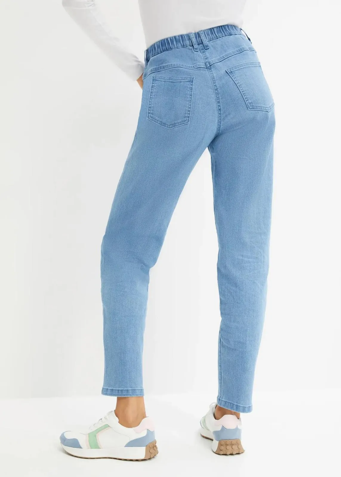 bonprix Bekleidung·Shirts & Tops|Jeans^Mom-Jeans, High Waist, Stretch hellblau denim