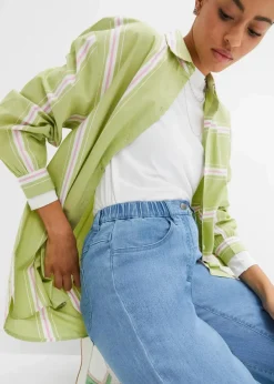 bonprix Bekleidung·Shirts & Tops|Jeans^Mom-Jeans, High Waist, Stretch hellblau denim
