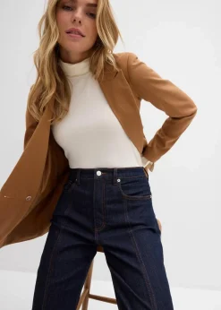 bonprix Bekleidung·Shirts & Tops|Jeans^Mom-Jeans High Waist, Stretch tiefblau denim ungewaschen