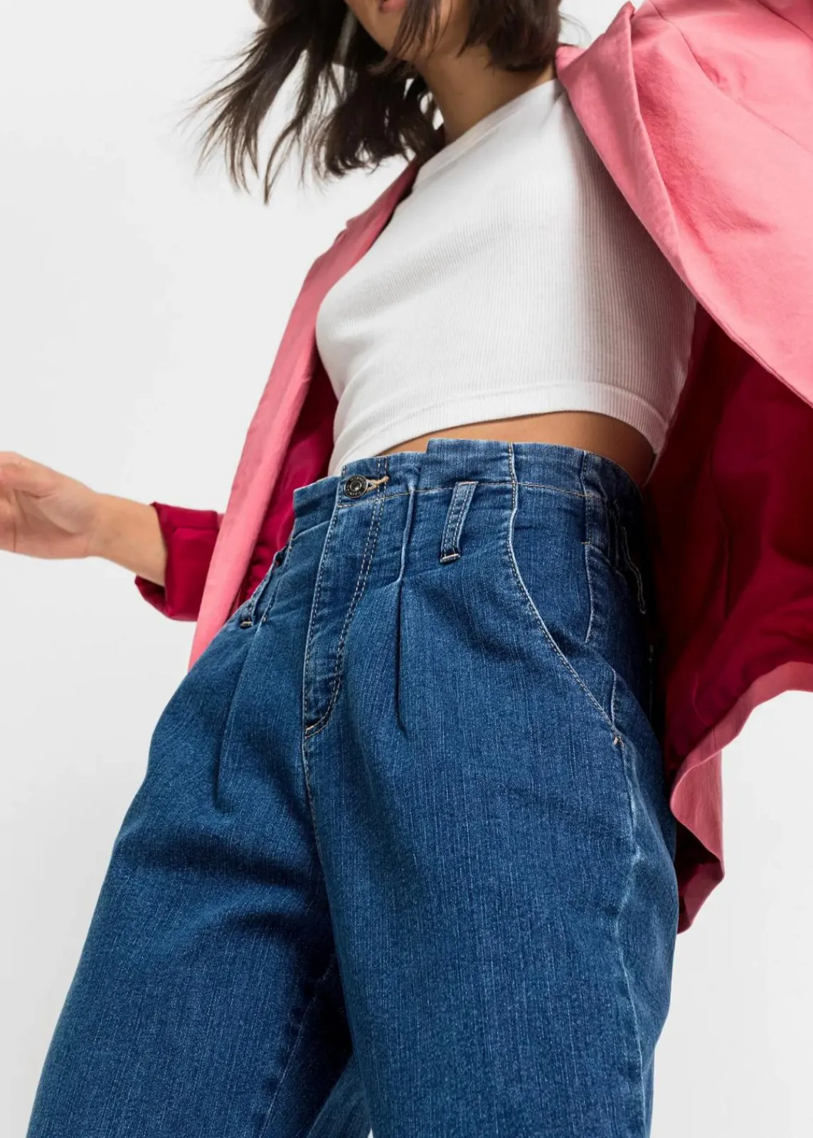 bonprix Jeans|Bekleidung·Shirts & Tops^Mom-Jeans, High Waist, Stretch blau denim