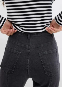 bonprix Jeans|Bekleidung·Shirts & Tops^Mom-Jeans High Waist, Stretch dunkelgrau denim
