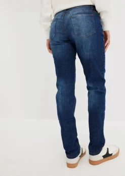 bonprix Jeans|Kurzgrößen^Mom-Jeans Mid Waist blau used