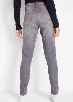 bonprix Jeans|Kurzgrößen^Mom-Jeans Mid Waist, Komfort-Stretch grau used