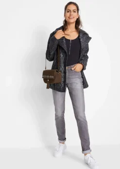 bonprix Jeans|Kurzgrößen^Mom-Jeans Mid Waist, Komfort-Stretch grau used