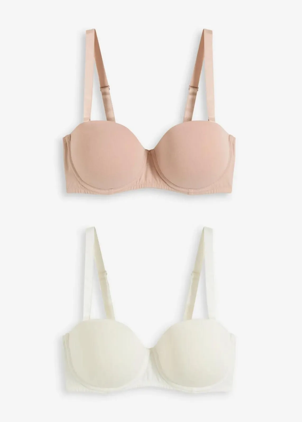 bonprix Große Cups D-H|Nachhaltigere Materialien^Multiway BH mit Bügel mit Bio-Baumwolle (2er Pack) wollweiß + mattbeige