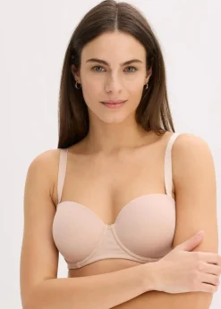 bonprix Große Cups D-H|Nachhaltigere Materialien^Multiway BH mit Bügel mit Bio-Baumwolle (2er Pack) wollweiß + mattbeige 