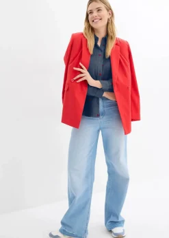 bonprix Blusen & Tuniken|Bekleidung·Jacken & Mäntel^Musselin-Bluse mit Herzen dunkelblau/dunkelrot bedruckt