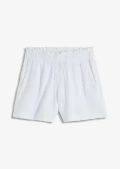 bonprix Hosen|Shorts^Musselin-Shorts aus reiner Baumwolle weiß