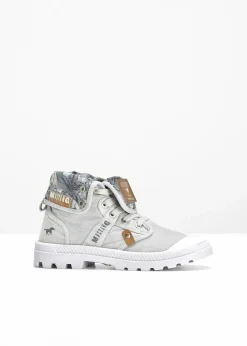 Mustang High Heels|Sneaker^High-Top-Sneaker aus Baumwoll-Canvas hellgrau