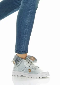 Mustang High Heels|Sneaker^High-Top-Sneaker aus Baumwoll-Canvas hellgrau