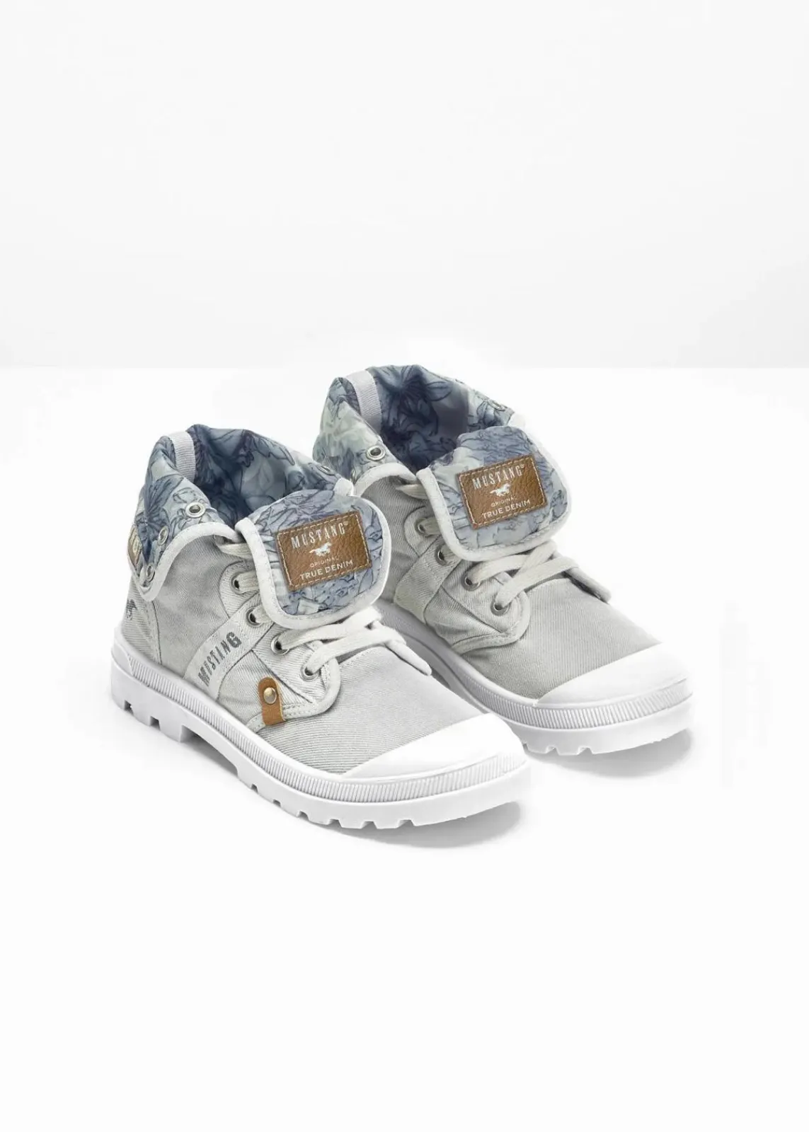 Mustang High Heels|Sneaker^High-Top-Sneaker aus Baumwoll-Canvas hellgrau