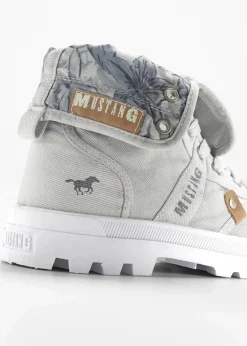 Mustang High Heels|Sneaker^High-Top-Sneaker aus Baumwoll-Canvas hellgrau