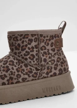 Mustang High Heels|Gefütterte Winterschuhe^Plateau-Boots taupe leo
