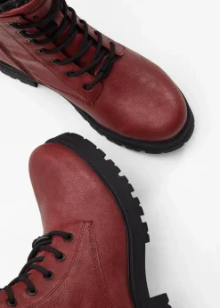 Mustang High Heels|Gefütterte Winterschuhe^Schnürboots rot