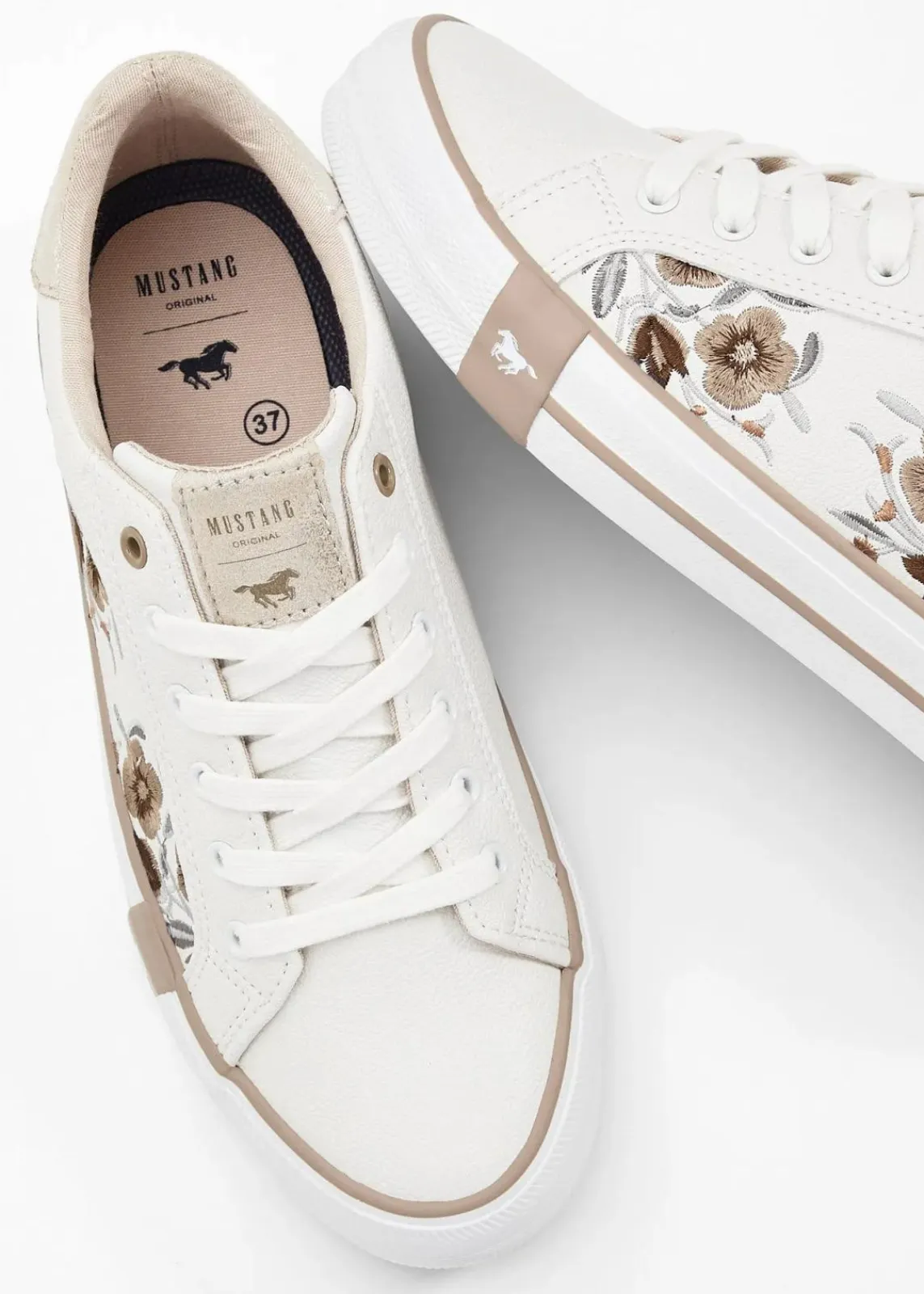 Mustang Sneaker|High Heels^Sneaker mit Stickerei weiß