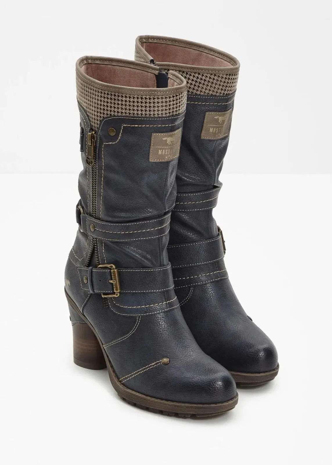 Mustang High Heels|Gefütterte Winterschuhe^Stiefel navy