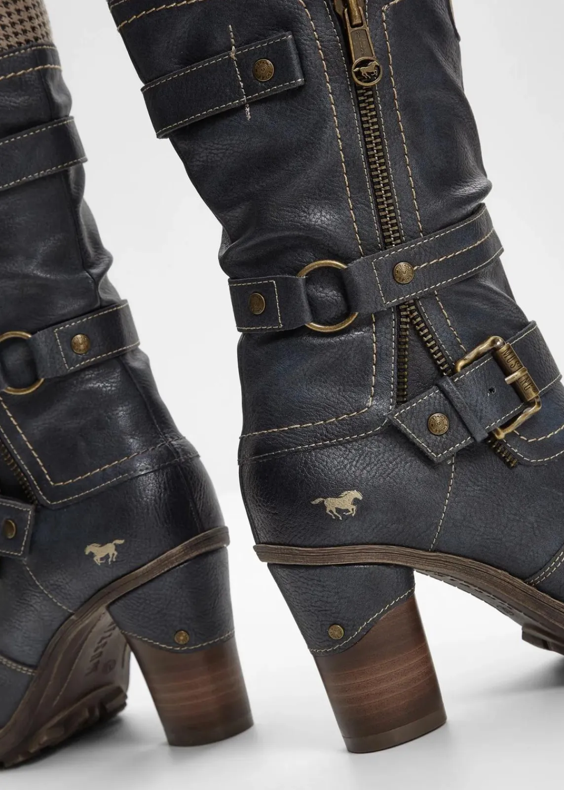 Mustang High Heels|Gefütterte Winterschuhe^Stiefel navy