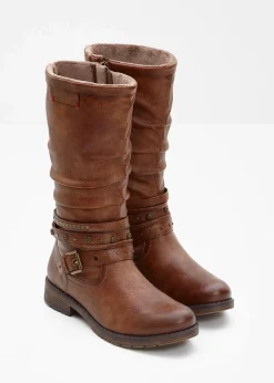 Mustang High Heels|Gefütterte Winterschuhe^Stiefel cognac
