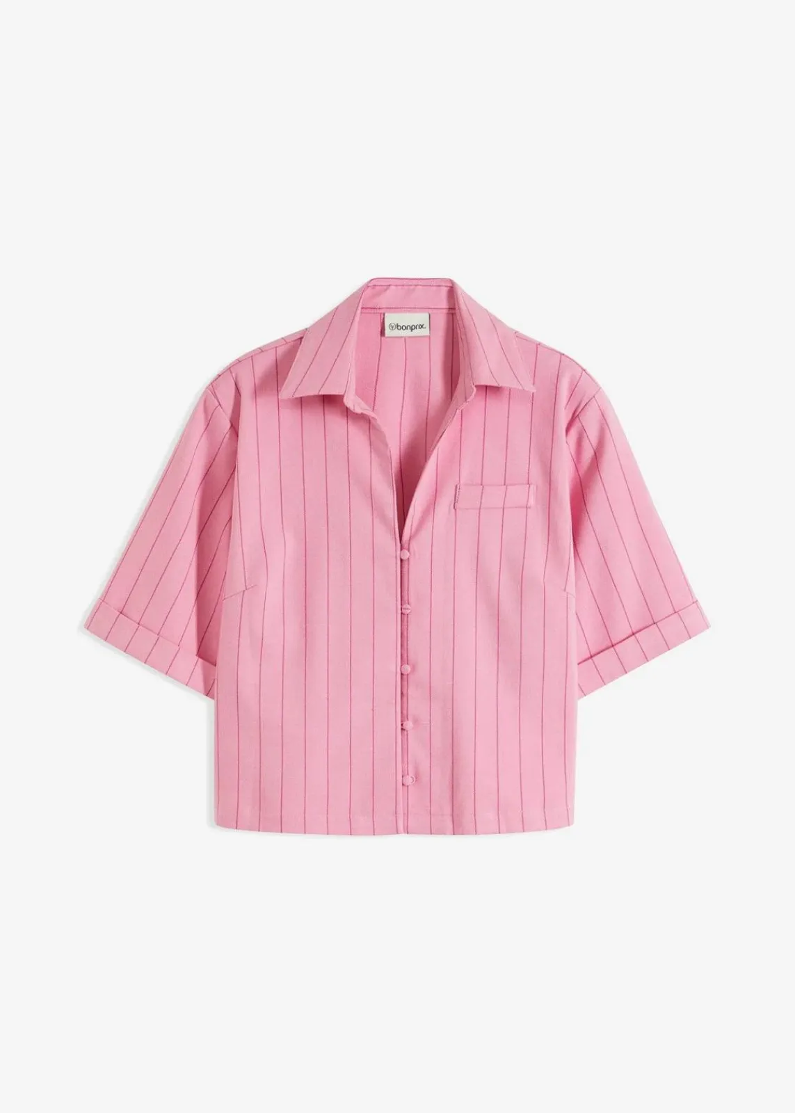 bonprix Bekleidung·Jacken & Mäntel|Blusen & Tuniken^Nadelstreifen Hemdbluse blütenpink/hellfuchsia gestreift