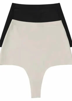 bonprix Wäsche·Basics|Wäsche·Shapewear^Nahtloser Medium Shape String (2er Pack)​ schwarz + sandbeige