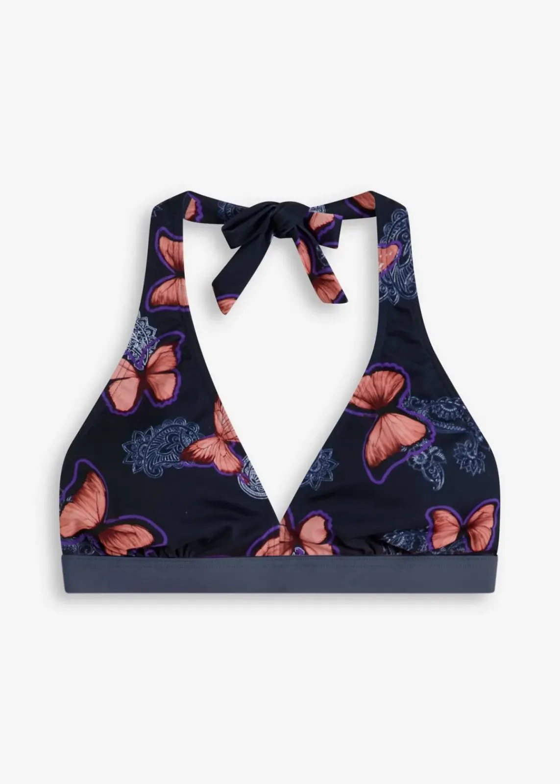 bonprix Nachhaltigere Materialien|Bikinis^Neckholder Bikini Oberteil dunkelblau/hummer