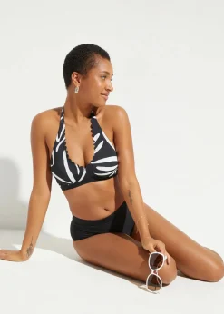 bonprix Nachhaltigere Materialien|Bademode·Bikinis^Neckholder Bikini Oberteil schwarz/weiß graphisch