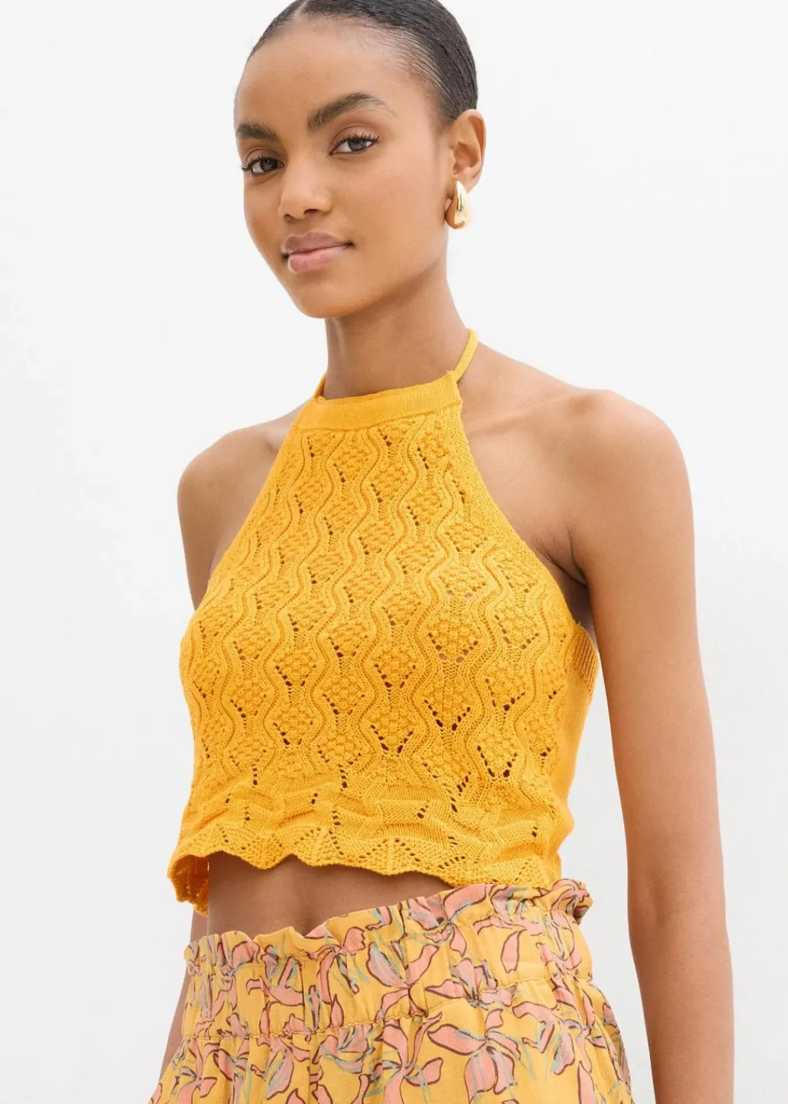 bonprix Strickmode|Shirts & Tops^Neckholder Stricktop gelborange